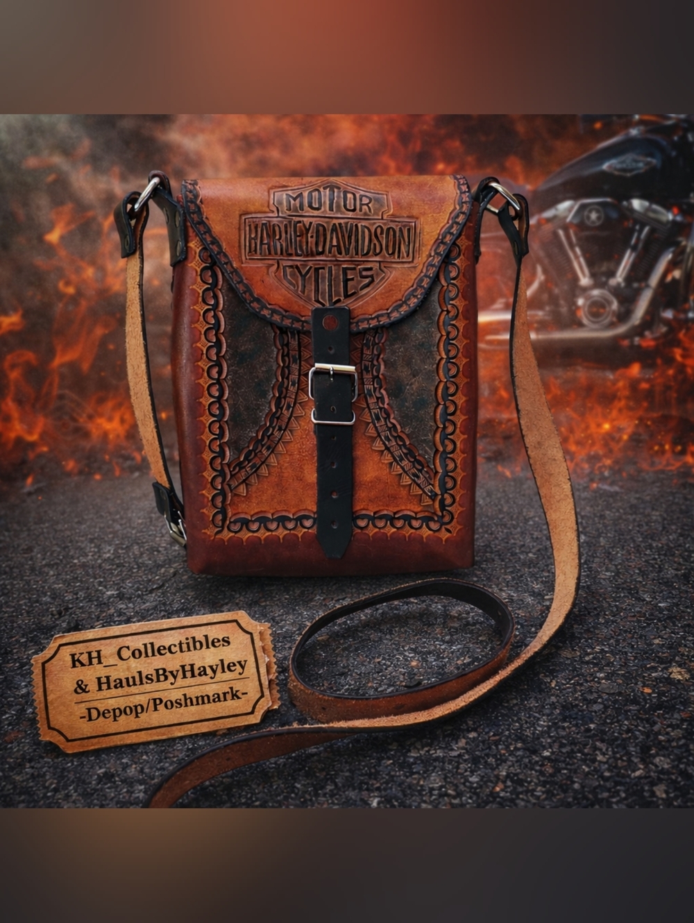 Harley-Davidson Hand Crafted Leather Shoulder Satchel Crossbody Bag Vintage
